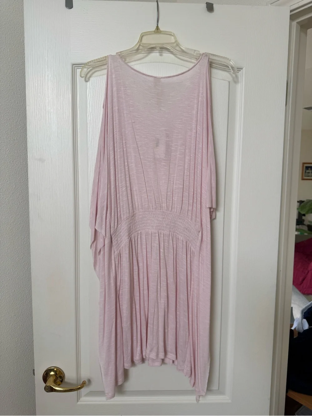 Free People Light Pink Embroidered-Waist Mini Dress